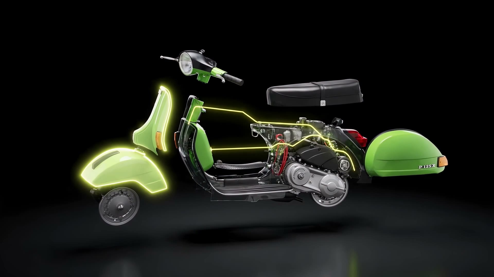 Il parafango anteriore si illumina di verde, selezionato